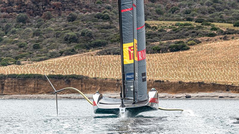 A very grunted up Luna Rossa begins foiling - AC75 - Day 13 - May 10, 2024 - Cagliari photo copyright Ivo Rovira / America's Cup taken at Circolo della Vela Sicilia and featuring the AC75 class