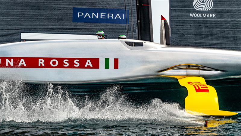 Twin wingfoil wakes - Luna Rossa - AC75 - Day 13 - May 10, 2024 - Cagliari photo copyright Ivo Rovira / America's Cup taken at Circolo della Vela Sicilia and featuring the AC75 class