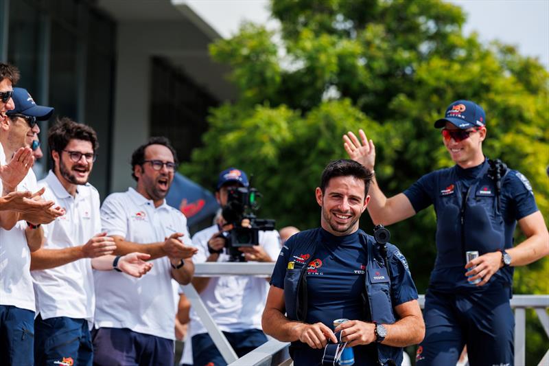 Maxime Bachelin during dock out ahead of racing at the Louis Vuitton Preliminary Regatta in Barcelona, Spain. 22 August - photo © Alinghi Red Bull Racing