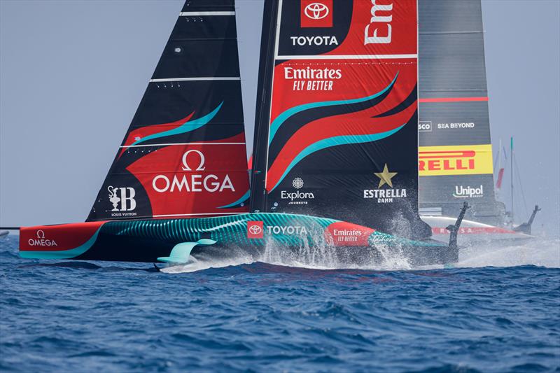 Emirates Team NZ and Luna Rossa Prada Pirelli - AC75  - Louis Vuitton Preliminary Event - Day 1 - Barcelona - August 22, 2024 - photo © Job Vermeulen / America's Cup