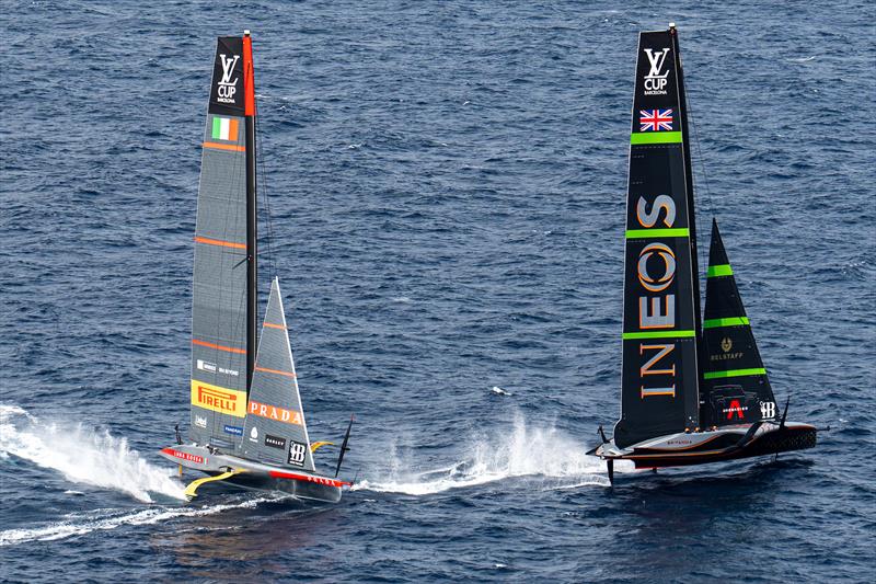 Luna Rossa Prada Pirelli vs. INEOS Britannia in Race 9 of the Louis Vuitton Cup Final on Race Day 6 - October 2, 2024  - photo © Ian Roman / America's Cup