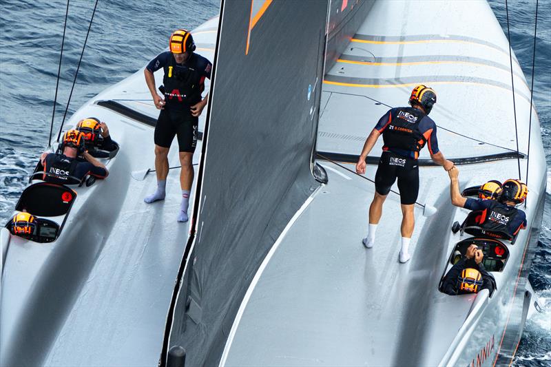 Luna Rossa Prada Pirelli vs. INEOS Britannia in Race 9 of the Louis Vuitton Cup Final on Race Day 6 - October 2, 2024  - photo © Ian Roman / America's Cup