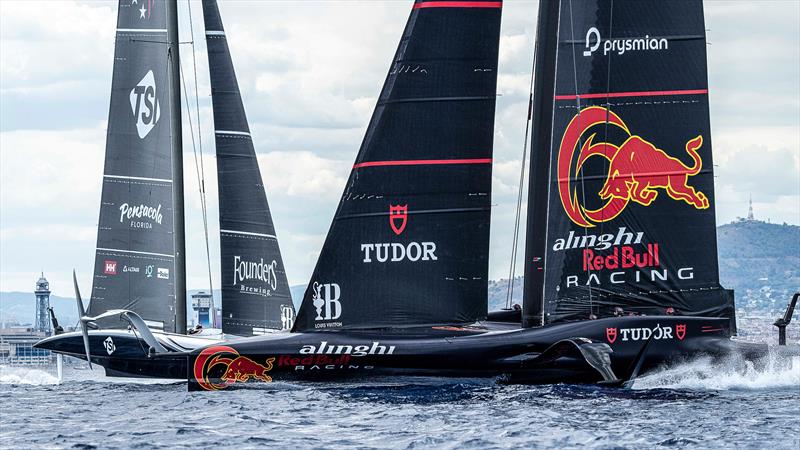 Alinghi Red Bull Racing, American Magic - Training in Barcelona ahead of the Louis Vuitton Preliminary Regatta -  August 15, 2024 - photo © Ian Roman / America's Cup