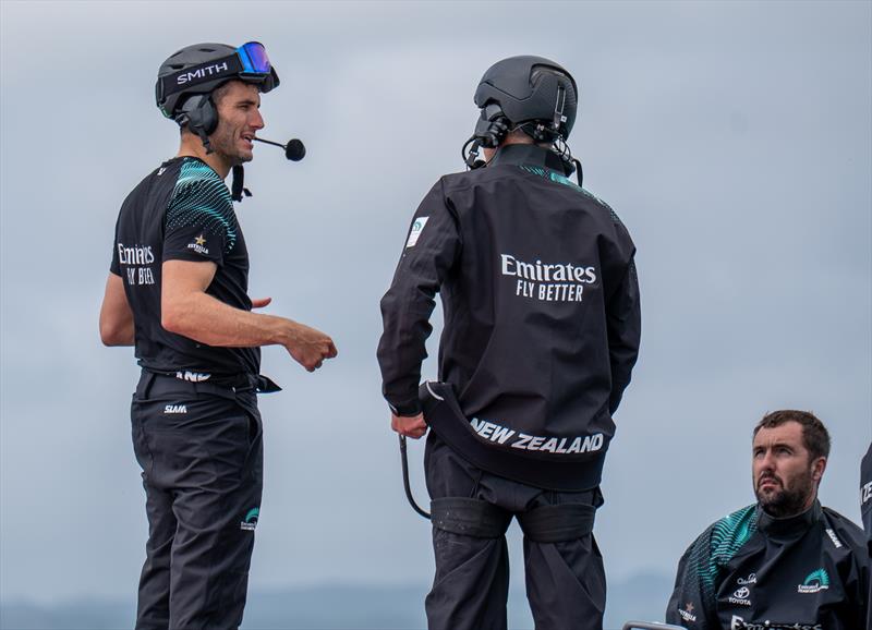 Blair Tuke (left) - Emirates Team New Zealand - AC75 Taihoro - Auckland - March 13, 2026 - photo © Hamish Hooper / Emirates Team New Zealand