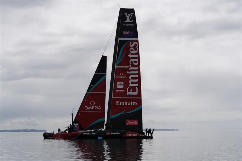 The largest jib was not used at all - Emirates Team New Zealand, Taihoro, AC75, Day 2 - March 16, 2026 - photo © Sam Thom / America's Cup