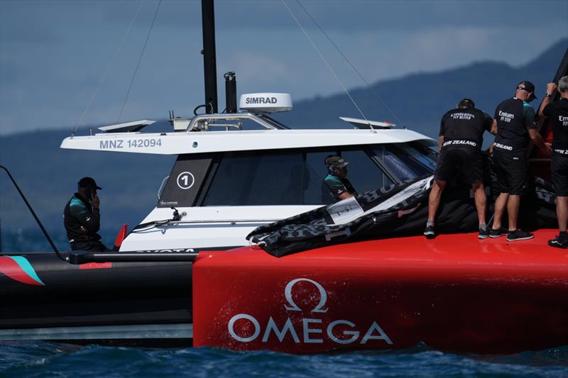 Jib change - Emirates Team New Zealand, Taihoro, AC75, Day 5 - March 23, 2026 - photo © Sam Thom / America's Cup Recon
