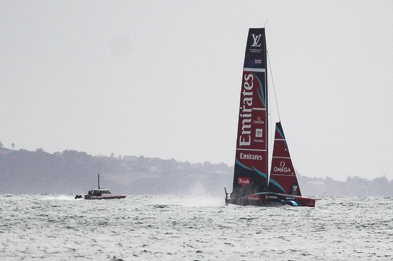 Emirates Team New Zealand - AC75, Day 9 - April 1, 2026 photo copyright Richard Gladwell / Sail-World.com/nz taken at Royal New Zealand Yacht Squadron and featuring the AC75 class