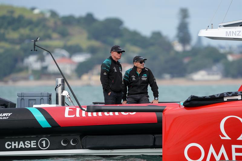Grant Dalton (l) Kevin Shoebridge (r) - Emirates Team New Zealand - AC75, Day 9 - April 1, 2026 photo copyright Sam Thom / America's Cup taken at Royal New Zealand Yacht Squadron and featuring the AC75 class
