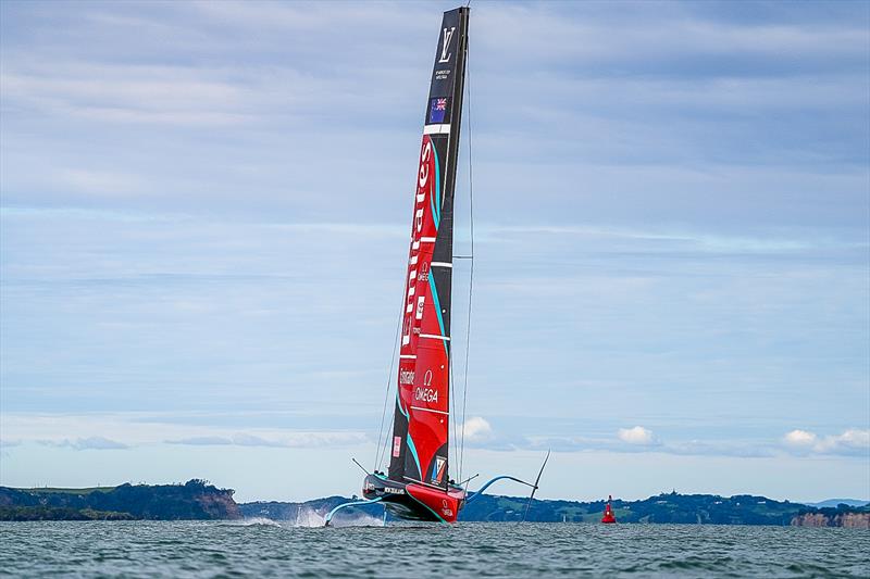 Bow down and heeled to windward - Emirates Team New Zealand - AC75, Day 11 - April 22, 2026 - photo © Sam Thom/America's Cup