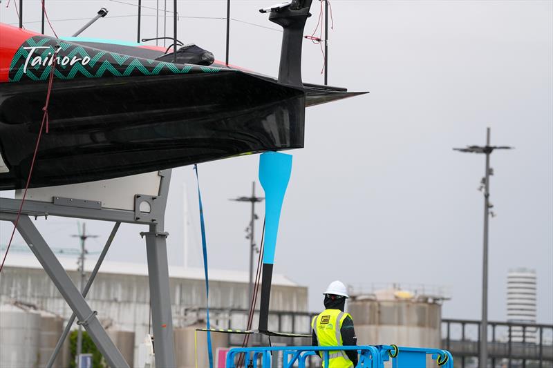 Newly declared rudder - Emirates Team New Zealand - AC75, Day 12 - April 24, 2026 - photo © Sam Thom/America's Cup