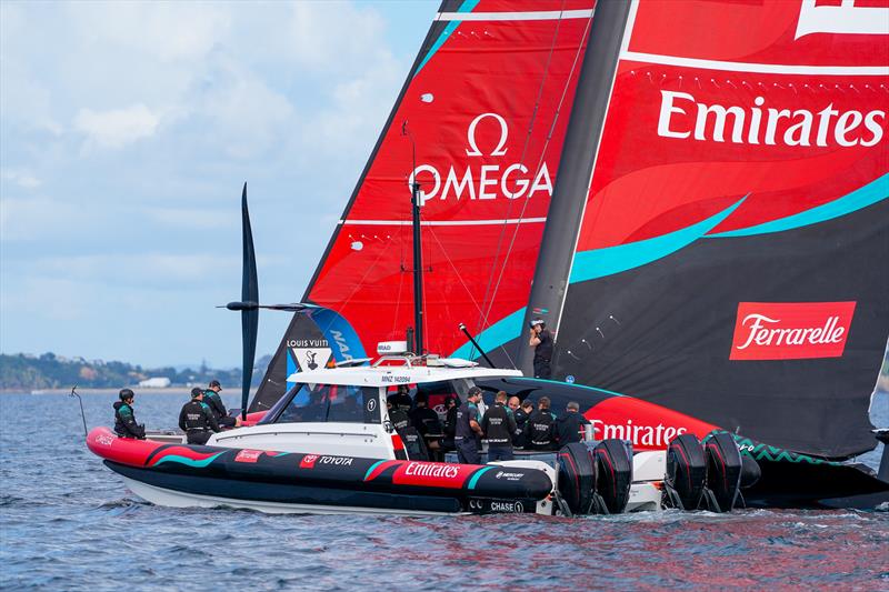 Plenty on board the support tender - Emirates Team New Zealand -  AC75 - Day 13 - August 28, 2026 - photo © Sam Thom / America's Cup
