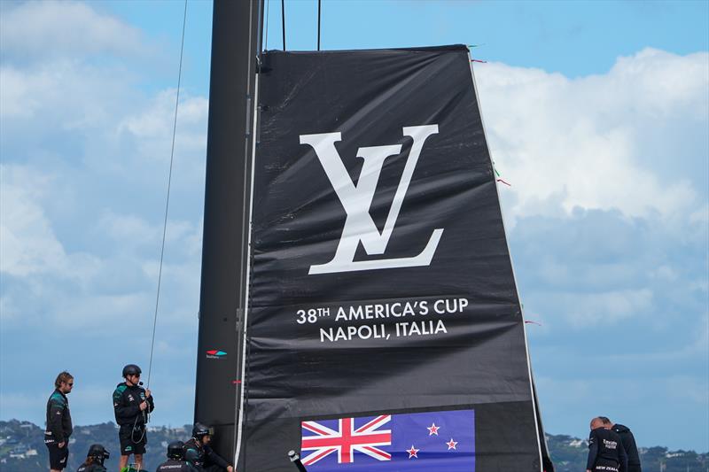 New mainsail logo - Emirates Team New Zealand -  AC75 - Day 13 - August 28, 2026 - photo © Sam Thom / America's Cup