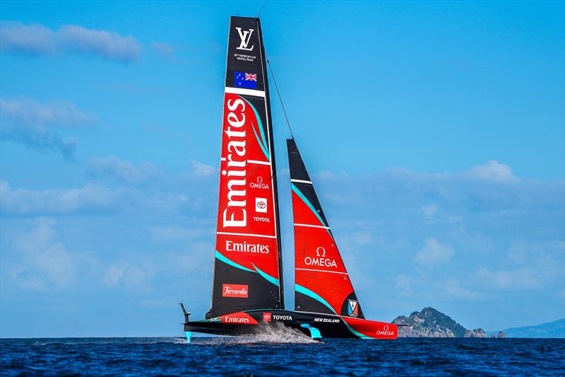 Shag Island bottom end of Waiheke Island - Emirates Team New Zealand -  AC75 - Day 13 - August 28, 2026 - photo © Sam Thom / America's Cup