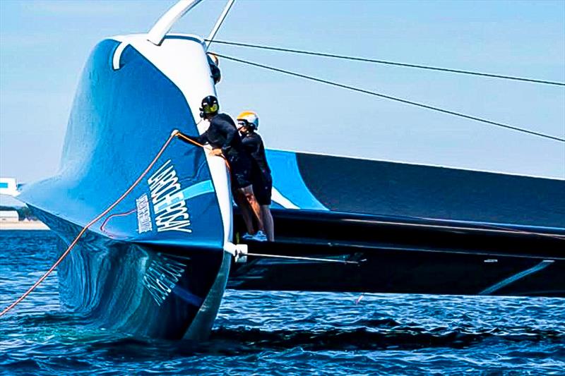 La Roche-Posay Racing Team's AC75 capsized during a training session off Lorient - Day 4 - July 7, 2026 photo copyright La Roche-Posay Racing Team taken at Yacht Club de France and featuring the AC75 class