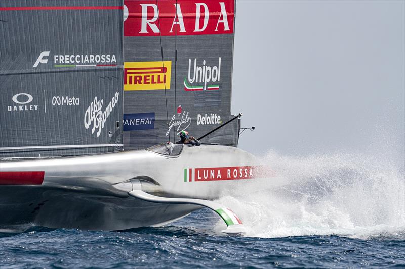 Shot from leeward - Luna Rossa (ITA) - Day 18 - August 26, 2026 - Cagliari, Sardinia  photo copyright Ivo Rovira / America's Cup Recon taken at Circolo della Vela Sicilia and featuring the AC75 class