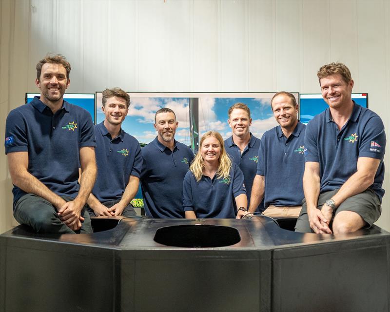 LtoR: Jason Waterhouse, Tom Needham, Kinley Fowler, Tash Bryant, Sam Newton, Luke Parkinson, Tom Slingsby photo copyright Team Australia Challenge taken at Royal Prince Edward Yacht Club and featuring the AC75 class