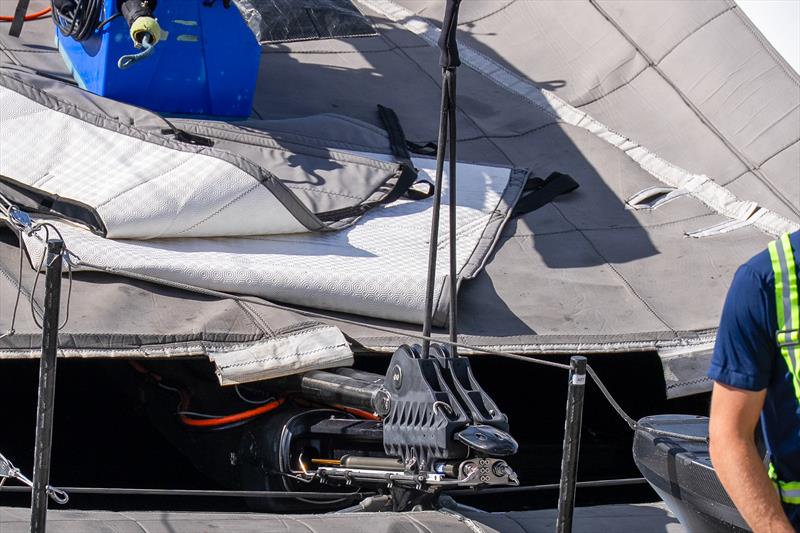 Mainsail control system - La Roche-Posay Racing Team - Day 15 - October 26, 2026 - Auckland, NZ - photo © Pierre Bouras / America's Cup