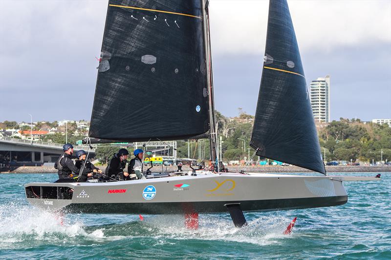 The AC9F is the 9m foiling monohull that the teams will race in the Youth America's Cup photo copyright Andrew Delves taken at  and featuring the AC9F class