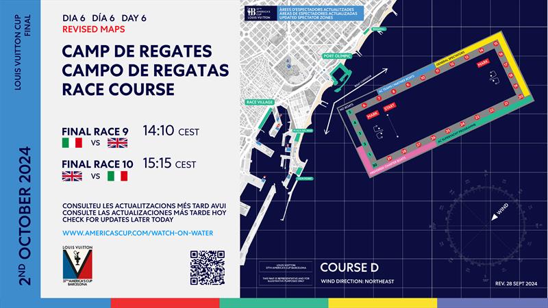 Course Location - Finals - Day 6 - Louis Vuitton Cup  - Day 19 - October 2, 2024 - Barcelona - photo © America's Cup Media