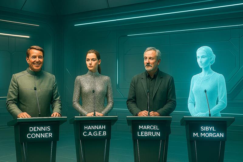 The Four at the Helm — Dennis, Hannah, Marcel, and Sibyl: legend, creation, witness, and memory, steering the fate of the Cup - photo © Pierre-Jean Cottalorda