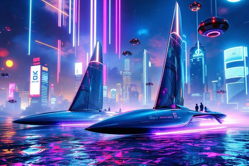 Duel of nerves — the skippers push each other to the edge, no space left for doubt — in this instance, in a cyberpunk setting - photo © Pierre-Jean Cottalorda