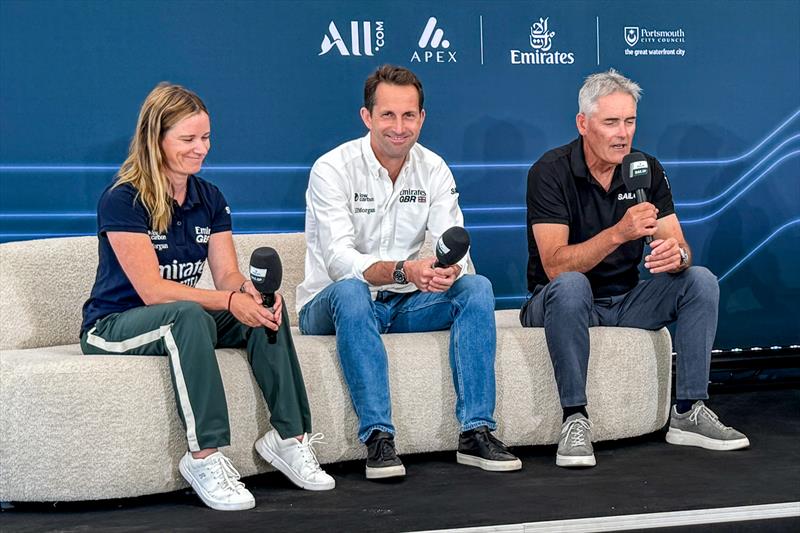 Athena Racing's Ben Ainslie (centre) at the SailGP Media conference - Portsmouth - July 2025 - photo © Richard Gladwell - Sail-World.com/nz