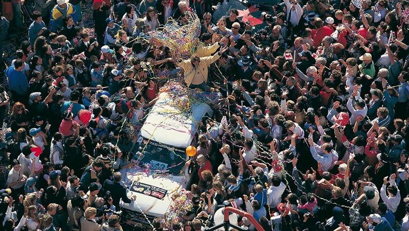 Red socks parade after the 1995 Cup win by Team New Zealand - photo © Carlo Borlenghi 