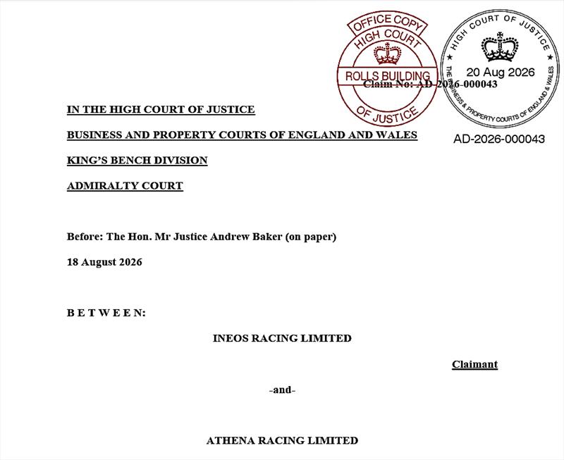 Amended Defence filed by Athena Racing on August 18, 2026 - photo © S-W NZ