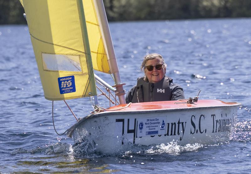 Debera Pennington enjoying getting back into sailing during the Notts County Hansa TT photo copyright David Eberlin taken at Notts County Sailing Club and featuring the Hansa class