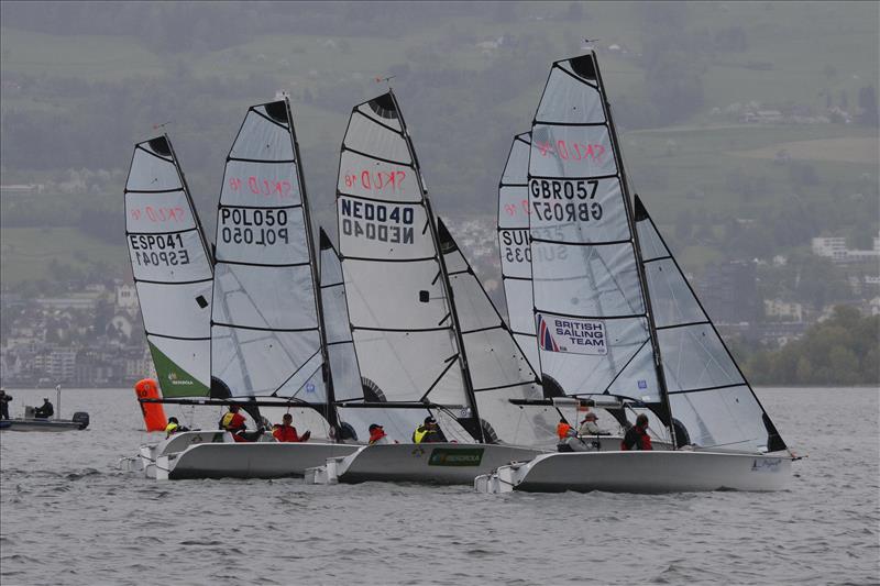 SKUD18's during the Access Europeans day 3 in Arbon, Switzerland photo copyright www.sailability.ch taken at Yacht Club Arbon and featuring the Hansa class