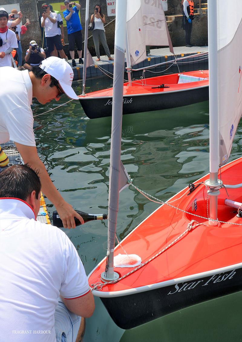 Lee Seng Huang christens a Hansa 303 - Bart's Bash Regatta 2019 photo copyright Fragrant Harbour taken at Hebe Haven Yacht Club and featuring the Hansa class