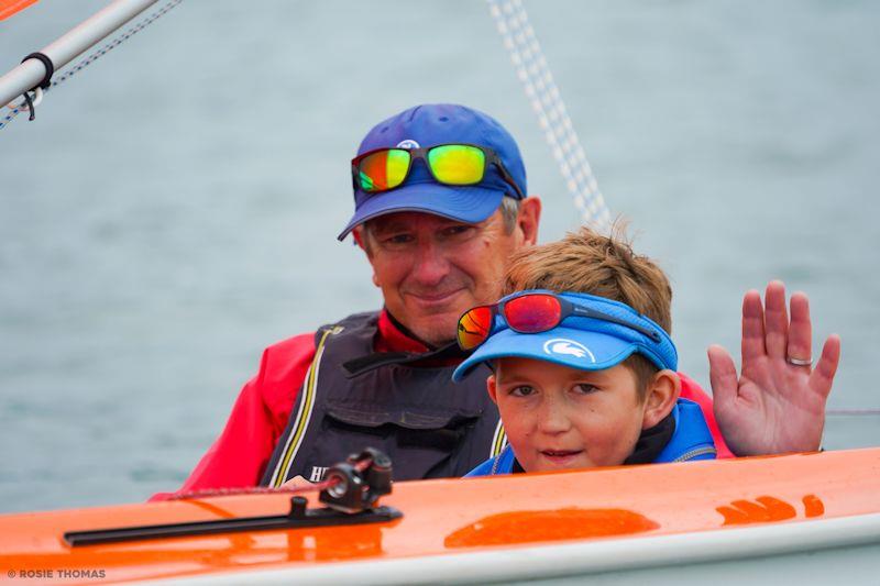 Youngest competitor Harry Holand with Dad crewing - Hansa UK National Championships at Carsington photo copyright Rosie Thomas taken at Carsington Sailing Club and featuring the Hansa class