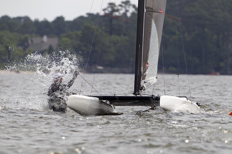 Racing on day 4 of the A Class Catamaran North American Championship photo copyright Richard Langdon / www.oceanimages.co.uk taken at SailNC and featuring the A Class Catamaran class