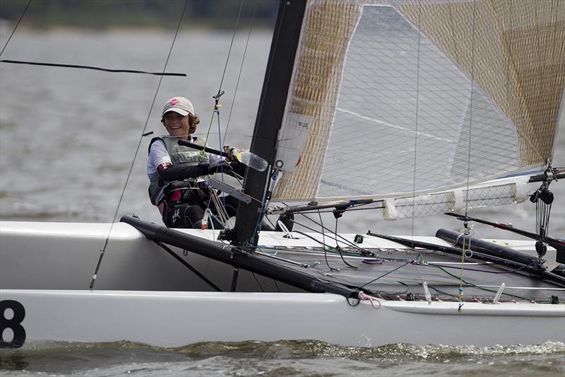 Racing on day 4 of the A Class Catamaran North American Championship photo copyright Richard Langdon / www.oceanimages.co.uk taken at SailNC and featuring the A Class Catamaran class