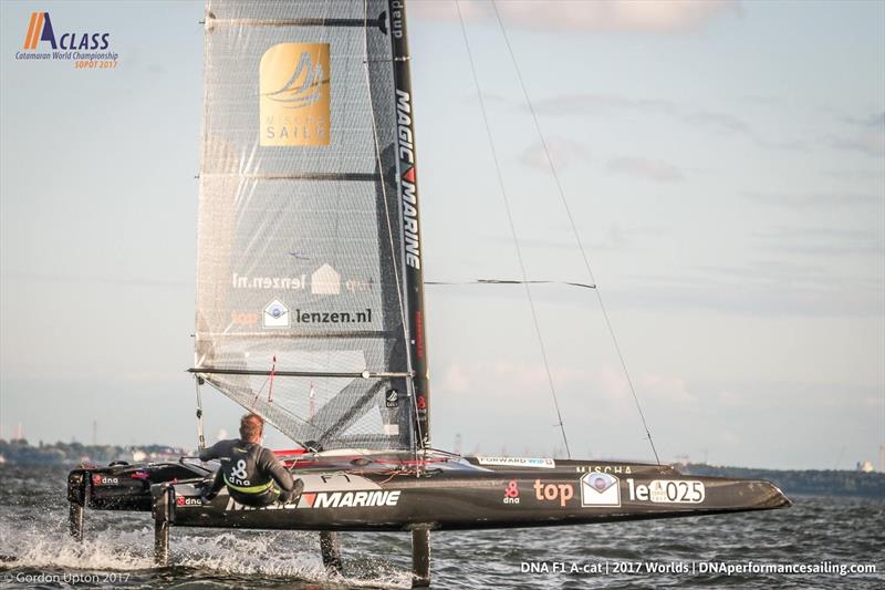 A Class Cat Worlds day 3 photo copyright Gordon Upton taken at Sopot Sailing Club and featuring the A Class Catamaran class