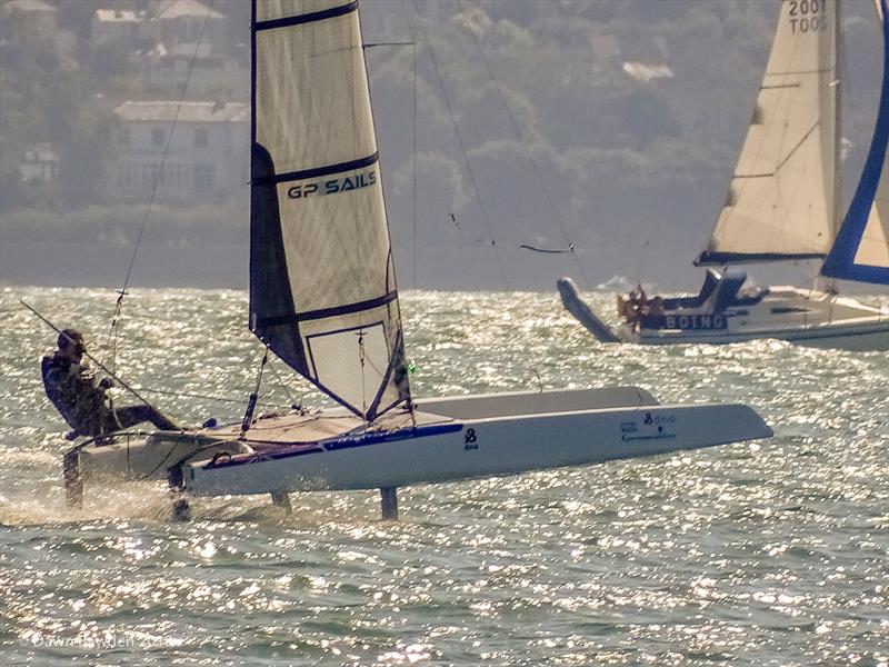 A Class cats during the Stokes Bay Cat Open photo copyright Dawn Bawden taken at Stokes Bay Sailing Club and featuring the A Class Catamaran class