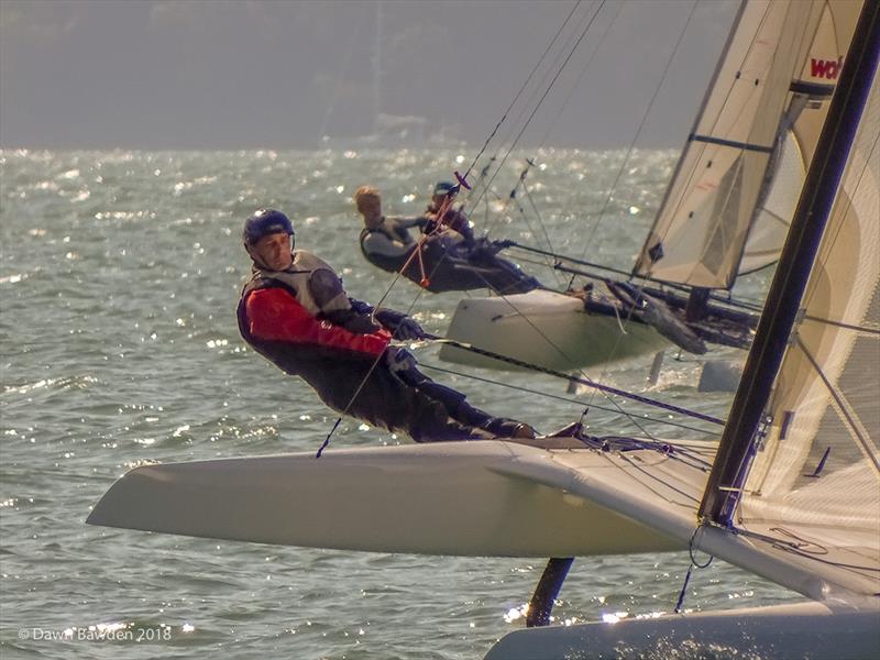 A Class cats during the Stokes Bay Cat Open photo copyright Dawn Bawden taken at Stokes Bay Sailing Club and featuring the A Class Catamaran class