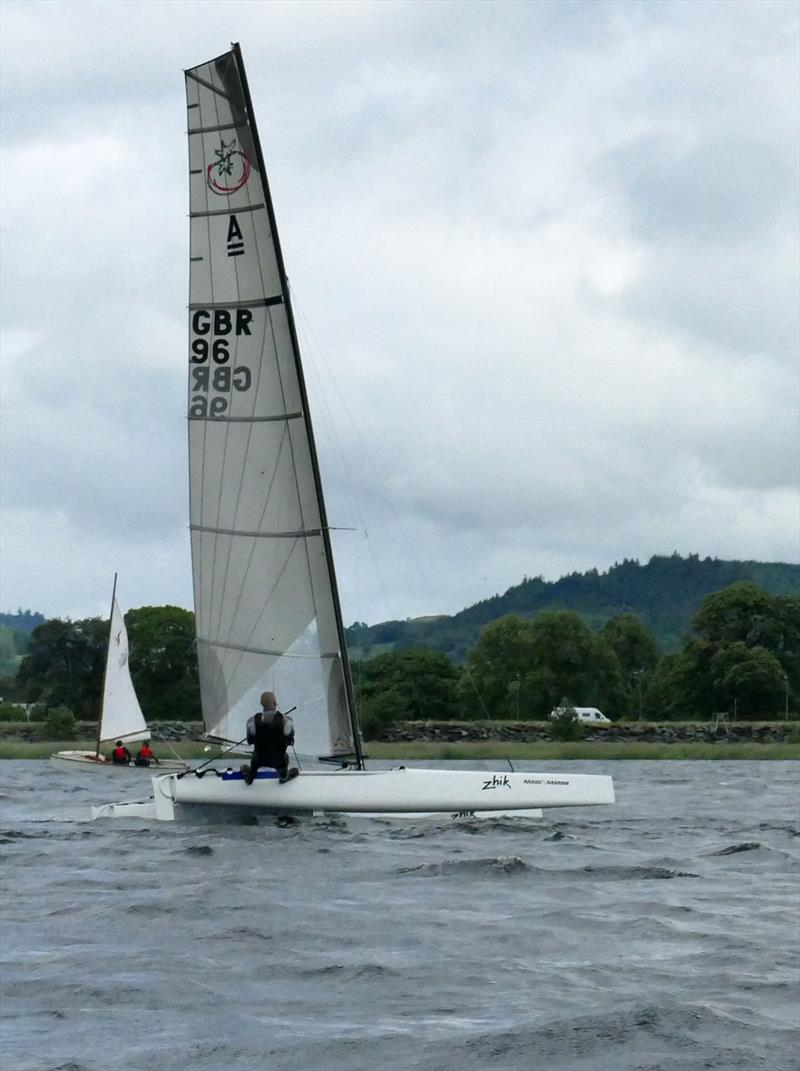 A Class Cat during the Bala Long Distance Race photo copyright John Hunter taken at Bala Sailing Club and featuring the A Class Catamaran class