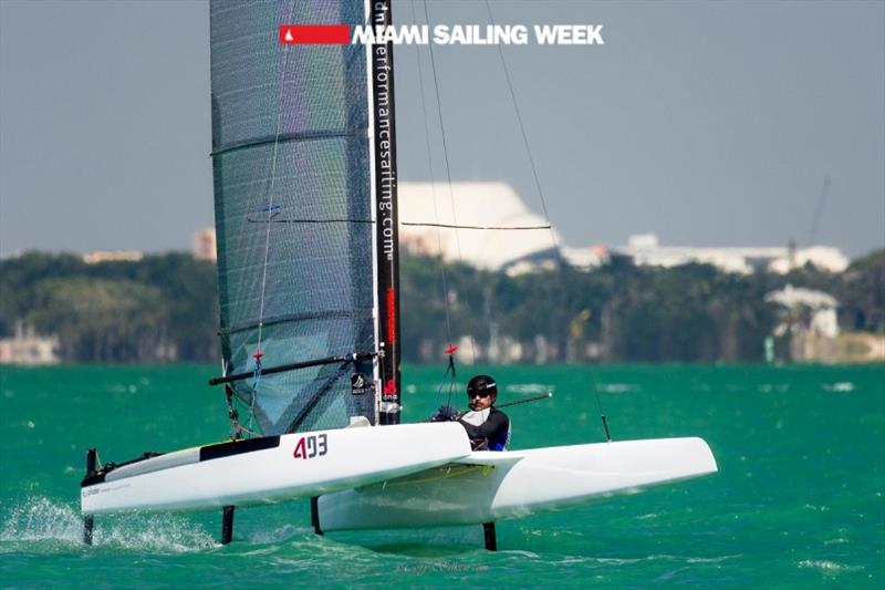 A Cat Class USA 311 sailing in Miami Sailing Week, day two photo copyright Cory Silken / Miami Sailing Week taken at Biscayne Bay Yacht Club and featuring the A Class Catamaran class