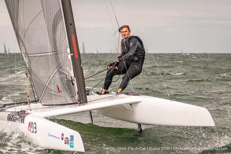 Oracle Team USA star Kyle Langford enjoying his first A Cat event on day 2 of the A Class Catamaran European Championships in Warnemunde - photo © Gordon Upton / www.guppypix.com