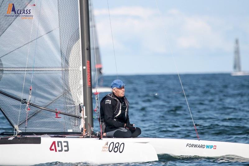 Former World Champion and Olympic silver Tornado medalist, Scott Anderson photo copyright Gordon Upton taken at  and featuring the A Class Catamaran class