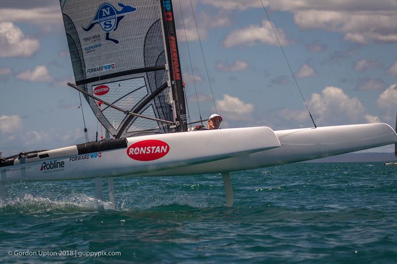 Glenn Ashby (AUS) - Final day - Australian A-Class Catamaran National Championships - November 2018, Hervey Bay Queensland photo copyright Gordon Upton / www.guppypix.com taken at Hervey Bay Sailing Club and featuring the A Class Catamaran class