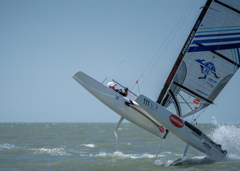 Emirates Team New Zealand's Glenn Ashby competing in the A-Class Catamaran World Championships in Hervey Bay, Queensland, Australia photo copyright Josh McCormack taken at Hervey Bay Sailing Club and featuring the A Class Catamaran class