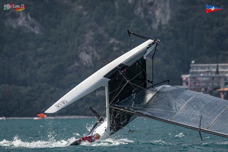 A-Class European Championships day 2 photo copyright Gordon Upton / www.guppypix.com taken at Circolo Vela Arco and featuring the A Class Catamaran class