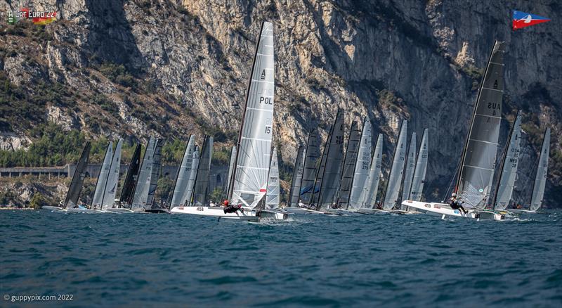 A-Class European Championships day 2 photo copyright Gordon Upton / www.guppypix.com taken at Circolo Vela Arco and featuring the A Class Catamaran class