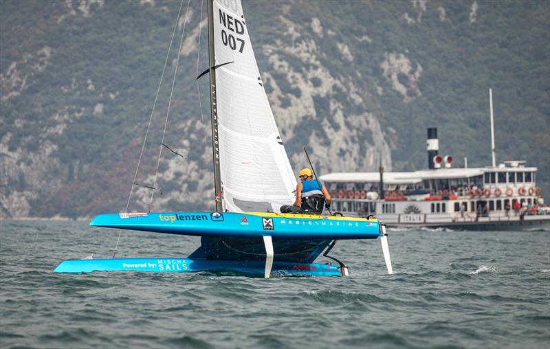 A-Class European Championships day 3 photo copyright Gordon Upton / www.guppypix.com taken at Circolo Vela Arco and featuring the A Class Catamaran class