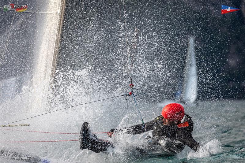 Then Matti buries the nose and goes around the forestays. This is why the sailors like to wear all the protective kit! A-Class European Championships - photo © Gordon Upton / www.guppypix.com