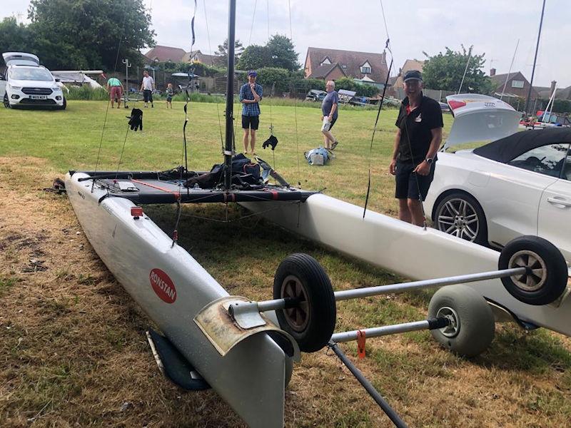 Preparations ahead of the A Class Cat Nationals at Clacton photo copyright Larry Foxon taken at Clacton-on-Sea Sailing Club and featuring the A Class Catamaran class