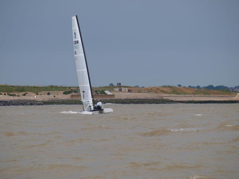 Hugh MacGregor during the A Class Cat Nationals at Clacton photo copyright Larry Foxon taken at Clacton-on-Sea Sailing Club and featuring the A Class Catamaran class