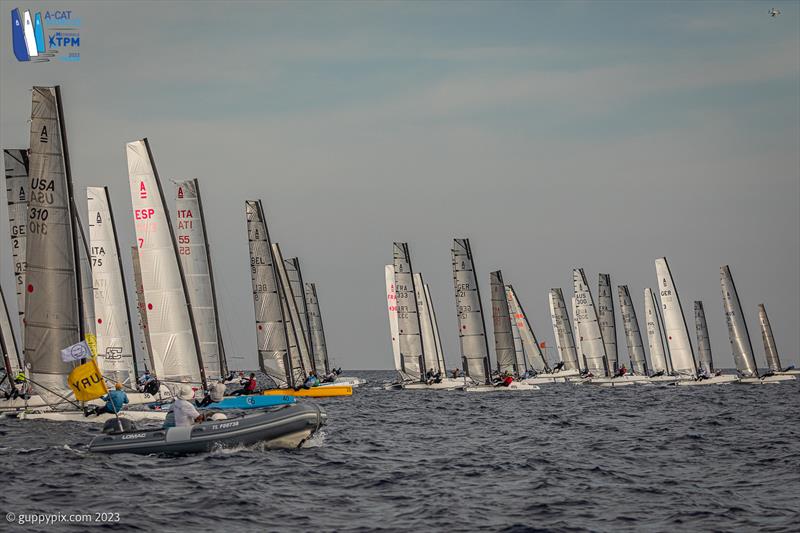 A-Cat Worlds at Toulon, France Day 2 - Classic fleet gets away in race 5 - photo © Gordon Upton / www.guppypix.com